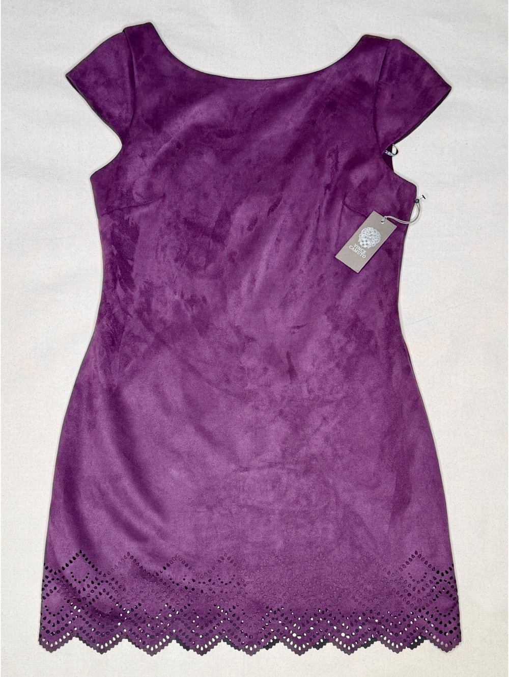 Vince Camuto Purple Faux Suede Laser Cut Shift Dress NWT Size 12